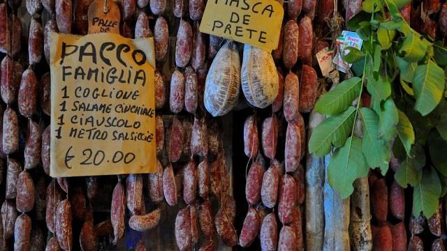 Tons of Sausages and Cold Cuts are everywhere in Norcia where it is centenary tradition make them